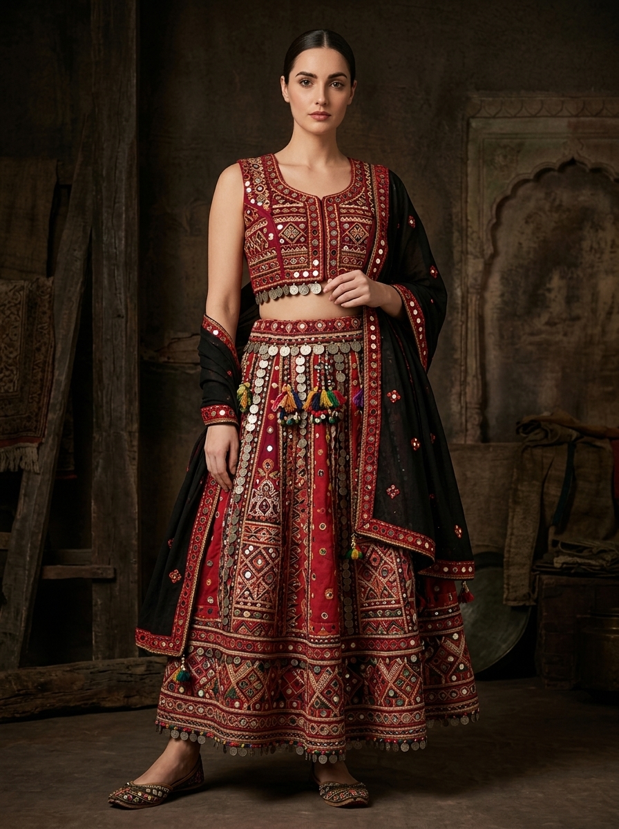 Authentic Banjara Lehenga Choli with Abhla Mirrorwork